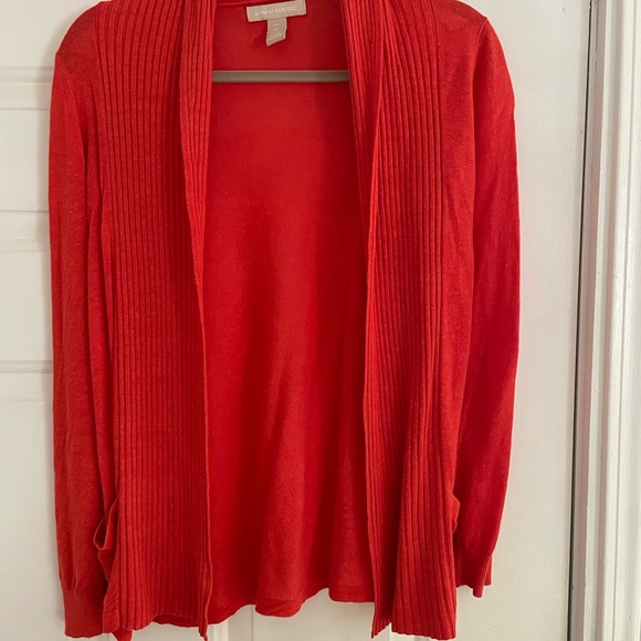 Women's orange red Cardigan Sweater - Picture 1 of 6